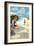 Holden Beach, North Carolina - Woman on Beach-Lantern Press-Framed Art Print