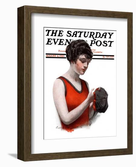 "Hole in Bathing Cap," Saturday Evening Post Cover, August 4, 1923-Charles A. MacLellan-Framed Giclee Print