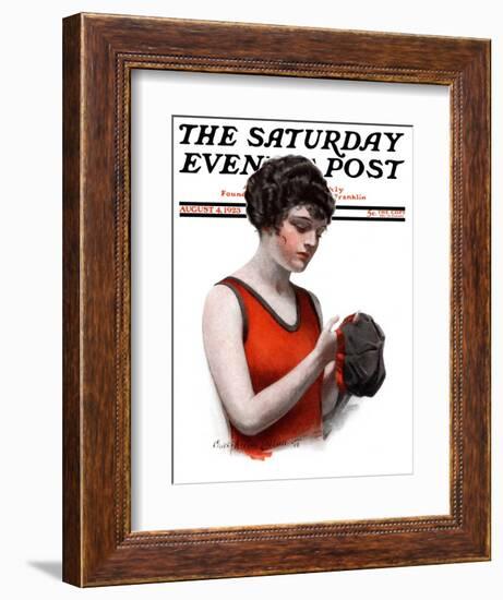 "Hole in Bathing Cap," Saturday Evening Post Cover, August 4, 1923-Charles A. MacLellan-Framed Giclee Print