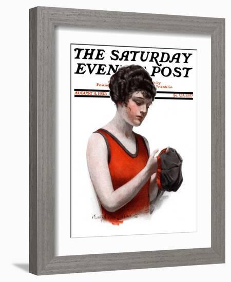 "Hole in Bathing Cap," Saturday Evening Post Cover, August 4, 1923-Charles A. MacLellan-Framed Giclee Print