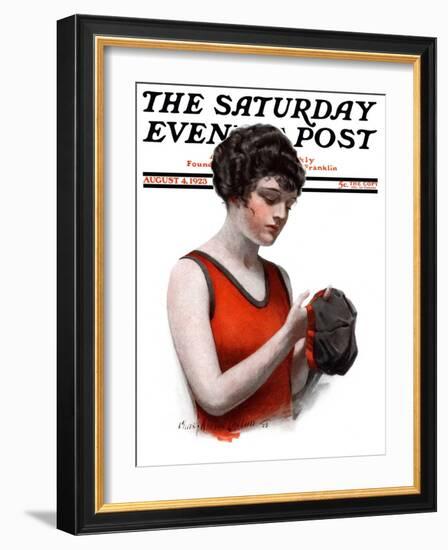 "Hole in Bathing Cap," Saturday Evening Post Cover, August 4, 1923-Charles A. MacLellan-Framed Giclee Print
