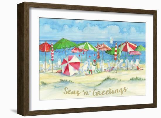 Holiday Beach Watercolor-Paul Brent-Framed Art Print