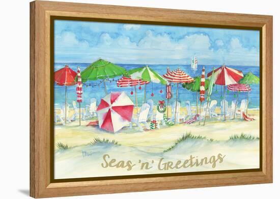 Holiday Beach Watercolor-Paul Brent-Framed Stretched Canvas