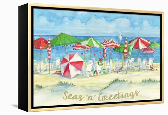 Holiday Beach Watercolor-Paul Brent-Framed Stretched Canvas