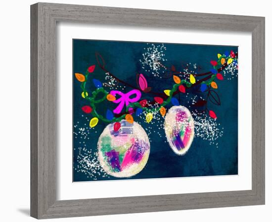 Holiday Cheer - Christmas Dark Ornaments-Stella Chang-Framed Art Print