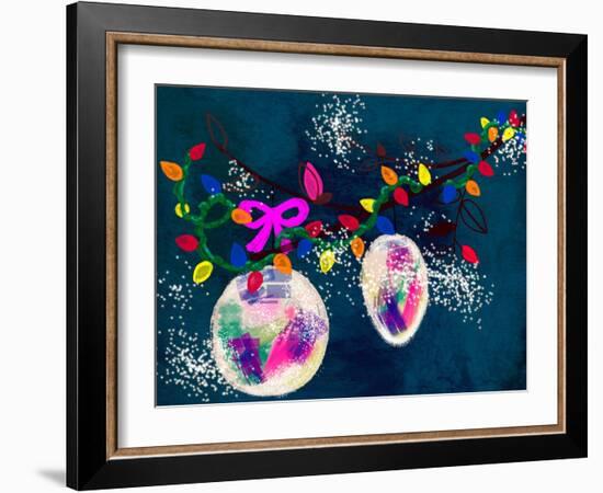 Holiday Cheer - Christmas Dark Ornaments-Stella Chang-Framed Art Print