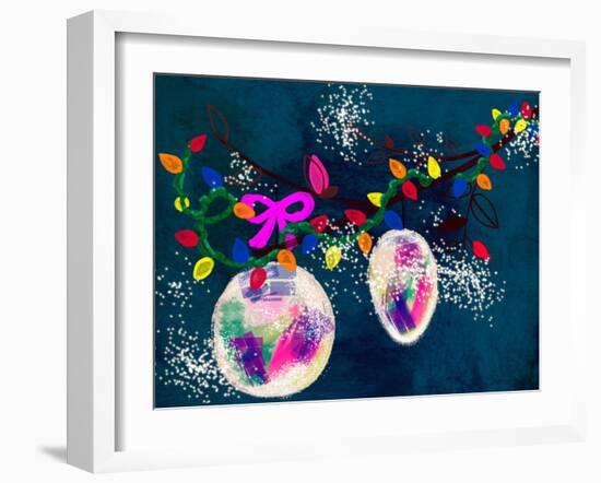 Holiday Cheer - Christmas Dark Ornaments-Stella Chang-Framed Art Print