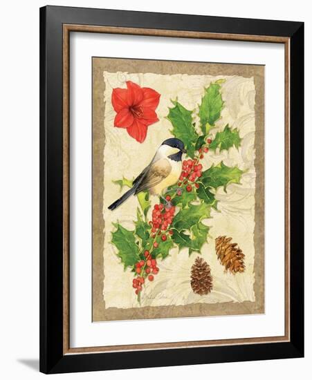 Holiday Chickadee-Julie Paton-Framed Art Print
