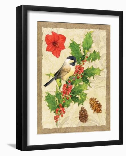 Holiday Chickadee-Julie Paton-Framed Art Print