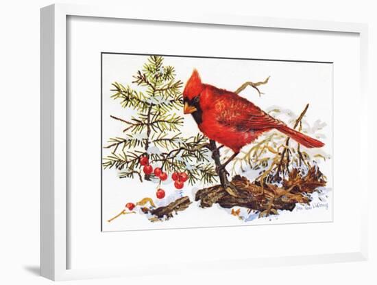 Holiday Christmas Cardinal, Beatrice Litzinger Collection-null-Framed Art Print