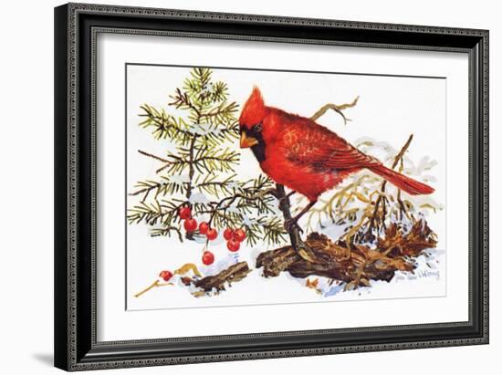 Holiday Christmas Cardinal, Beatrice Litzinger Collection-null-Framed Art Print