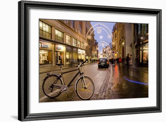 Holiday Lights on Freie Strasse, Basel, Switzerland-Cindy Miller Hopkins-Framed Photographic Print