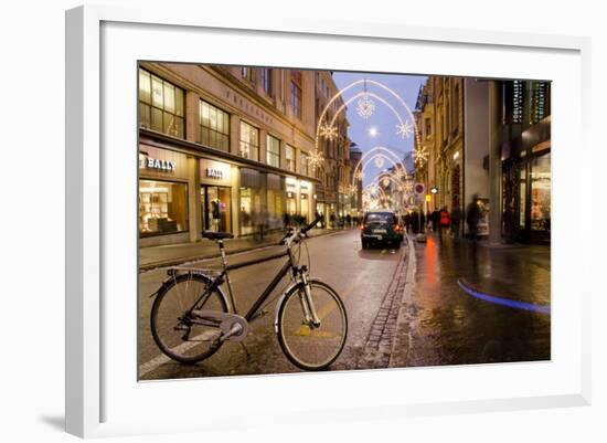 Holiday Lights on Freie Strasse, Basel, Switzerland-Cindy Miller Hopkins-Framed Photographic Print