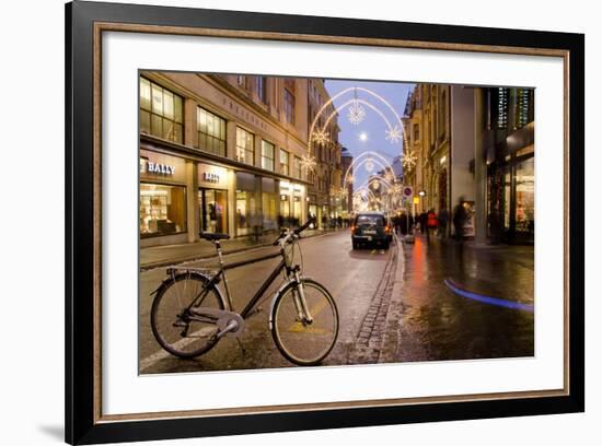 Holiday Lights on Freie Strasse, Basel, Switzerland-Cindy Miller Hopkins-Framed Photographic Print