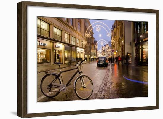 Holiday Lights on Freie Strasse, Basel, Switzerland-Cindy Miller Hopkins-Framed Photographic Print