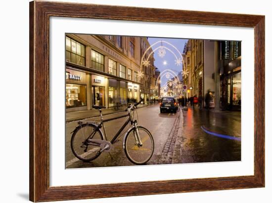 Holiday Lights on Freie Strasse, Basel, Switzerland-Cindy Miller Hopkins-Framed Photographic Print