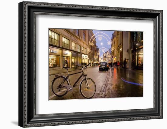 Holiday Lights on Freie Strasse, Basel, Switzerland-Cindy Miller Hopkins-Framed Photographic Print