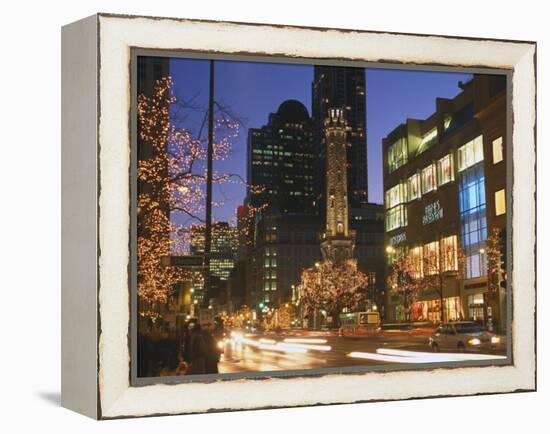 Holiday Lights on North Michigan Avenue, Chicago, Illinois, USA-Alan Klehr-Framed Premier Image Canvas
