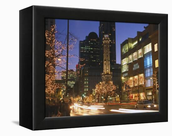 Holiday Lights on North Michigan Avenue, Chicago, Illinois, USA-Alan Klehr-Framed Premier Image Canvas