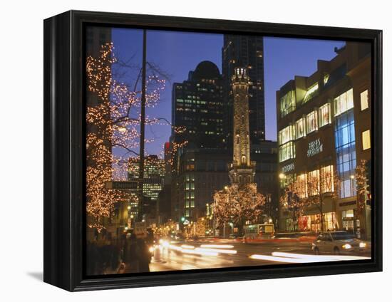 Holiday Lights on North Michigan Avenue, Chicago, Illinois, USA-Alan Klehr-Framed Premier Image Canvas