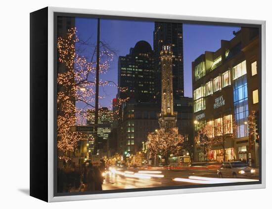 Holiday Lights on North Michigan Avenue, Chicago, Illinois, USA-Alan Klehr-Framed Premier Image Canvas