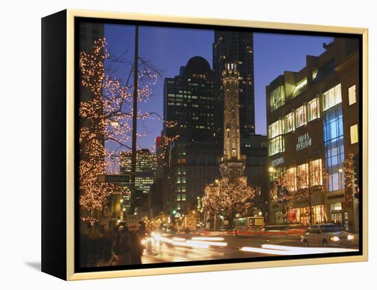 Holiday Lights on North Michigan Avenue, Chicago, Illinois, USA-Alan Klehr-Framed Premier Image Canvas