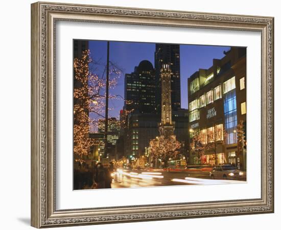 Holiday Lights on North Michigan Avenue, Chicago, Illinois, USA-Alan Klehr-Framed Photographic Print