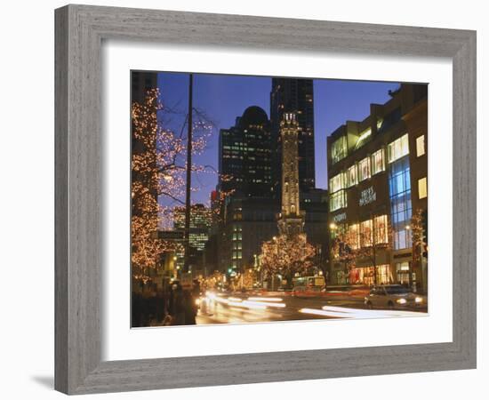 Holiday Lights on North Michigan Avenue, Chicago, Illinois, USA-Alan Klehr-Framed Photographic Print