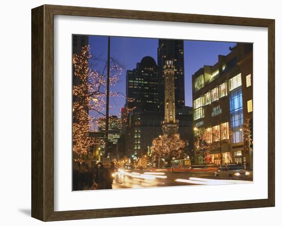 Holiday Lights on North Michigan Avenue, Chicago, Illinois, USA-Alan Klehr-Framed Photographic Print