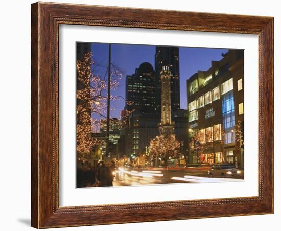 Holiday Lights on North Michigan Avenue, Chicago, Illinois, USA-Alan Klehr-Framed Photographic Print