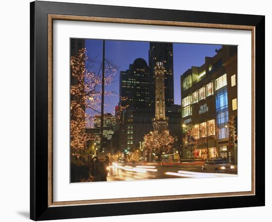 Holiday Lights on North Michigan Avenue, Chicago, Illinois, USA-Alan Klehr-Framed Photographic Print