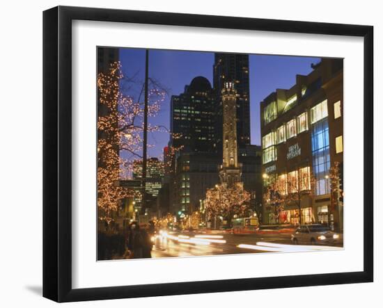 Holiday Lights on North Michigan Avenue, Chicago, Illinois, USA-Alan Klehr-Framed Photographic Print