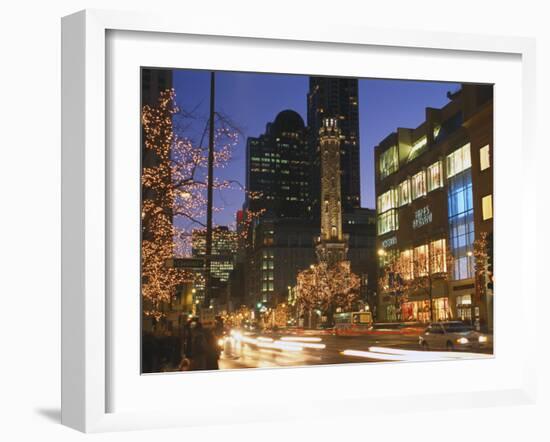 Holiday Lights on North Michigan Avenue, Chicago, Illinois, USA-Alan Klehr-Framed Photographic Print