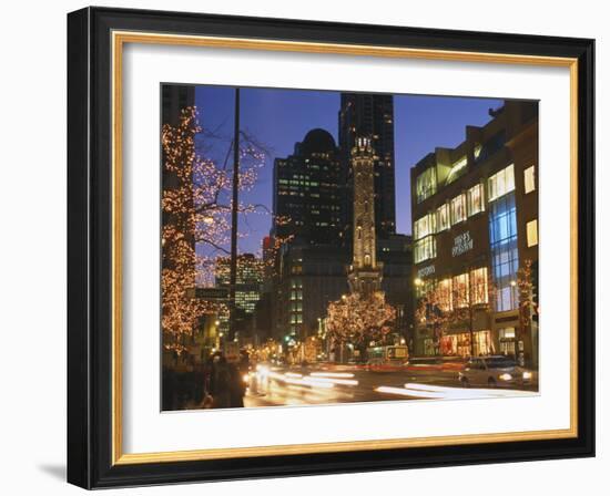 Holiday Lights on North Michigan Avenue, Chicago, Illinois, USA-Alan Klehr-Framed Photographic Print