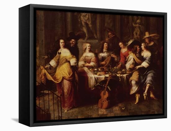 Holiday Meal (Oil on Canvas)-Hieronymus Janssens-Framed Premier Image Canvas