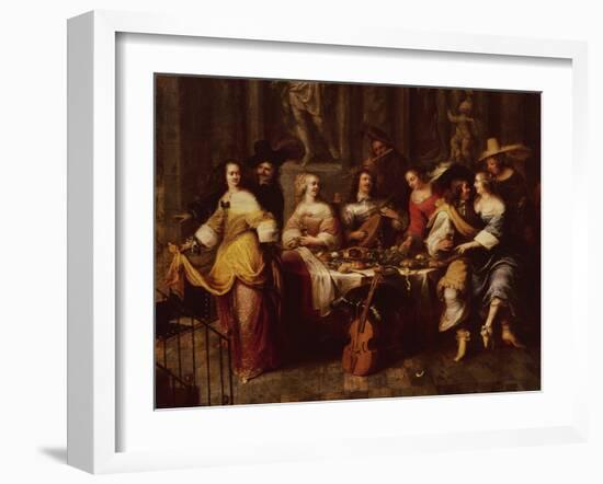 Holiday Meal (Oil on Canvas)-Hieronymus Janssens-Framed Giclee Print