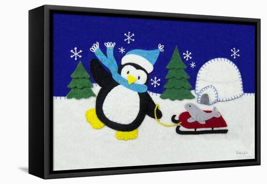 Holiday Penguin-Betz White-Framed Stretched Canvas