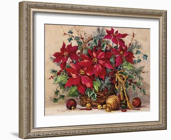 Holiday Poinsettia Basket-Barbara Mock-Framed Giclee Print