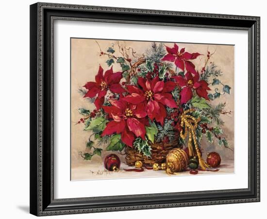 Holiday Poinsettia Basket-Barbara Mock-Framed Giclee Print