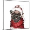 Holiday Pug-Elizabeth Medley-Mounted Art Print