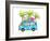 Holiday Summer Bus with Beach Tropical Vacation Tourists Baby Animals and Palms. Touristic Holidays-Popmarleo-Framed Art Print