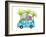 Holiday Summer Bus with Beach Tropical Vacation Tourists Baby Animals and Palms. Touristic Holidays-Popmarleo-Framed Art Print