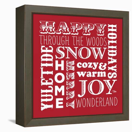 Holiday Words Red-Teresa Woo-Framed Stretched Canvas