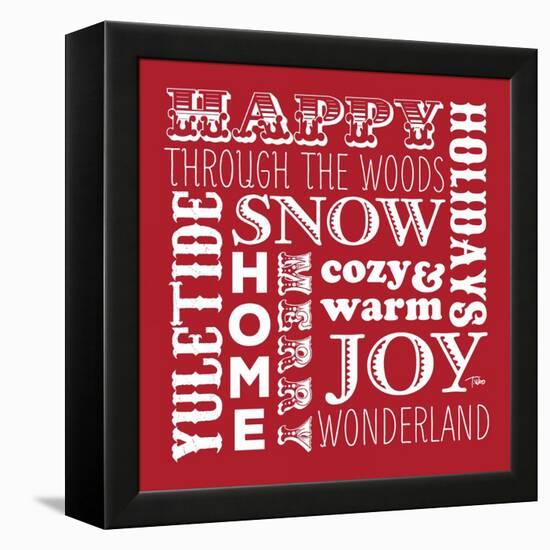 Holiday Words Red-Teresa Woo-Framed Stretched Canvas