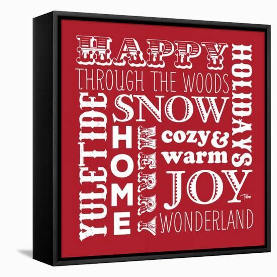 Holiday Words Red-Teresa Woo-Framed Stretched Canvas