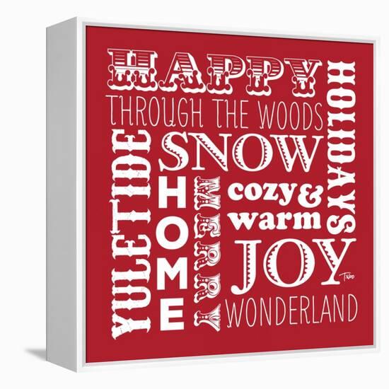 Holiday Words Red-Teresa Woo-Framed Stretched Canvas