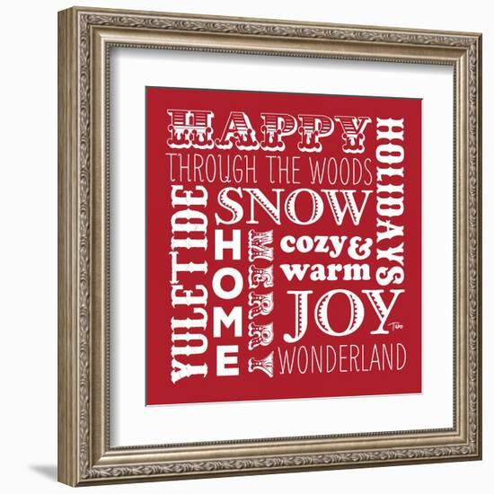 Holiday Words Red-Teresa Woo-Framed Art Print