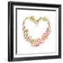 Holiday Wreath of Watercolor Succulents in the Form of Heart, Vector Illustration in Vintage Style.-Nikiparonak-Framed Art Print