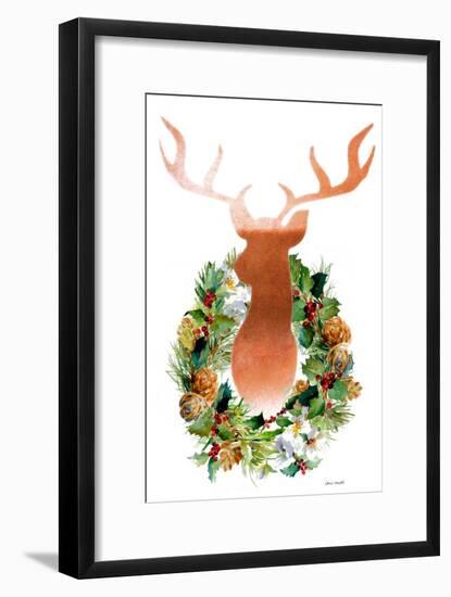 Holiday Wreath With Deer-Lanie Loreth-Framed Art Print