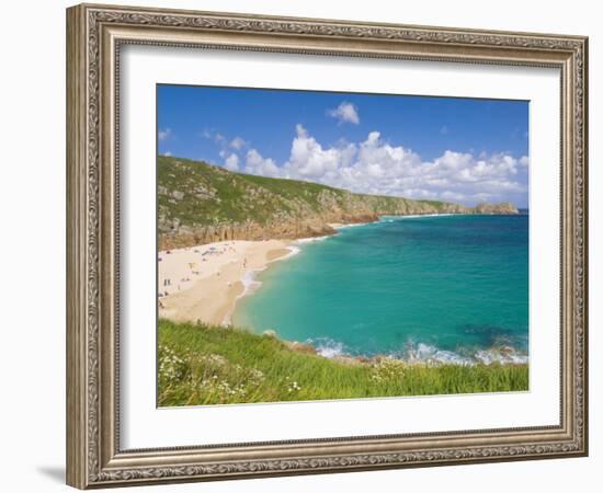 Holidaymakers and Tourists Sunbathing on Porthcurno Beach, Cornwall, England, United Kingdom-Neale Clark-Framed Photographic Print